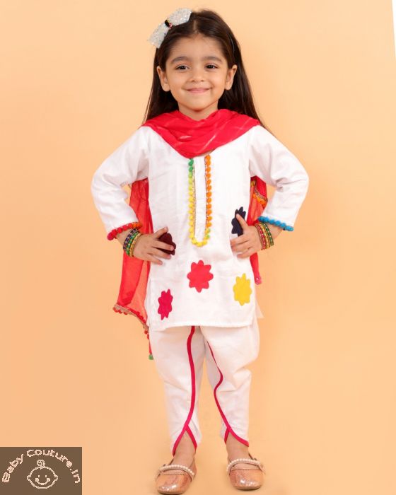 Chikankari Kids Kurta Embroidered Kurti Girls White Tunic - Etsy