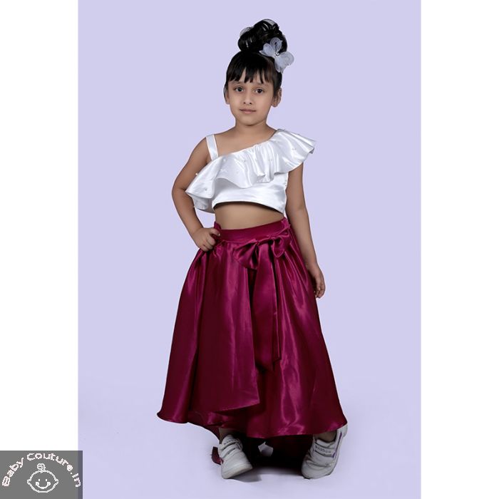Smocked printed crop top and skirt set for girls  Mi Dulce Anya