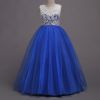 Elegant Lace Electric Blue Kids Gown