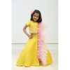Breathtaking Mustard Girls Sequin Embroidery Top & Skirt with Frill Dupatta