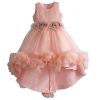 Peachy Puff Flower Kids Party High Low Dress