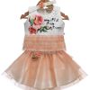 Rose Couture Beige Frilly Skirt and Top Set With Headband
