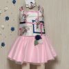Rose Couture Floral Abstract Top With Skirt Set With Headband