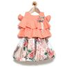 Rose Couture Layered Style Top With Printed Skirt Set With Headband