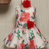 Rose Couture Red Flower Love Kids Dress With Headband